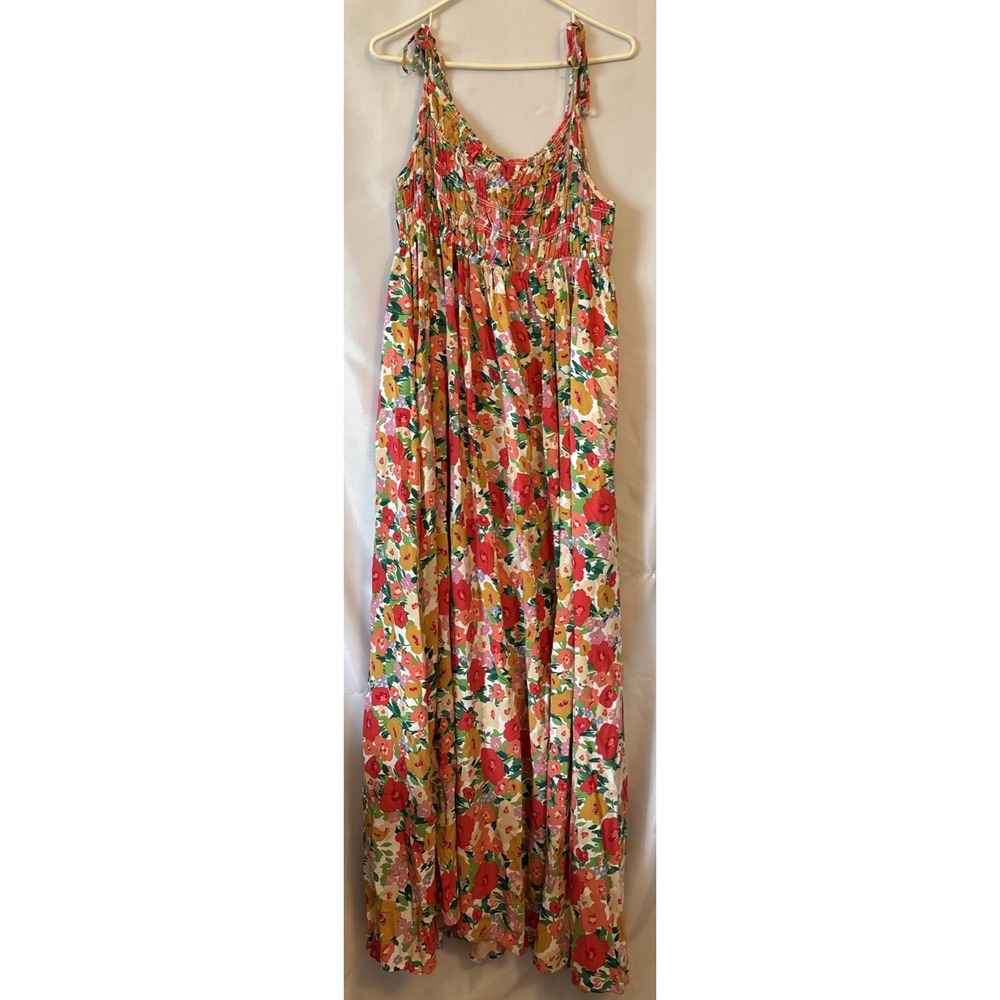 Three Bird Nest Bohemian Grace Maxi Dress XL Spaghetti Strap Smocked Bodice